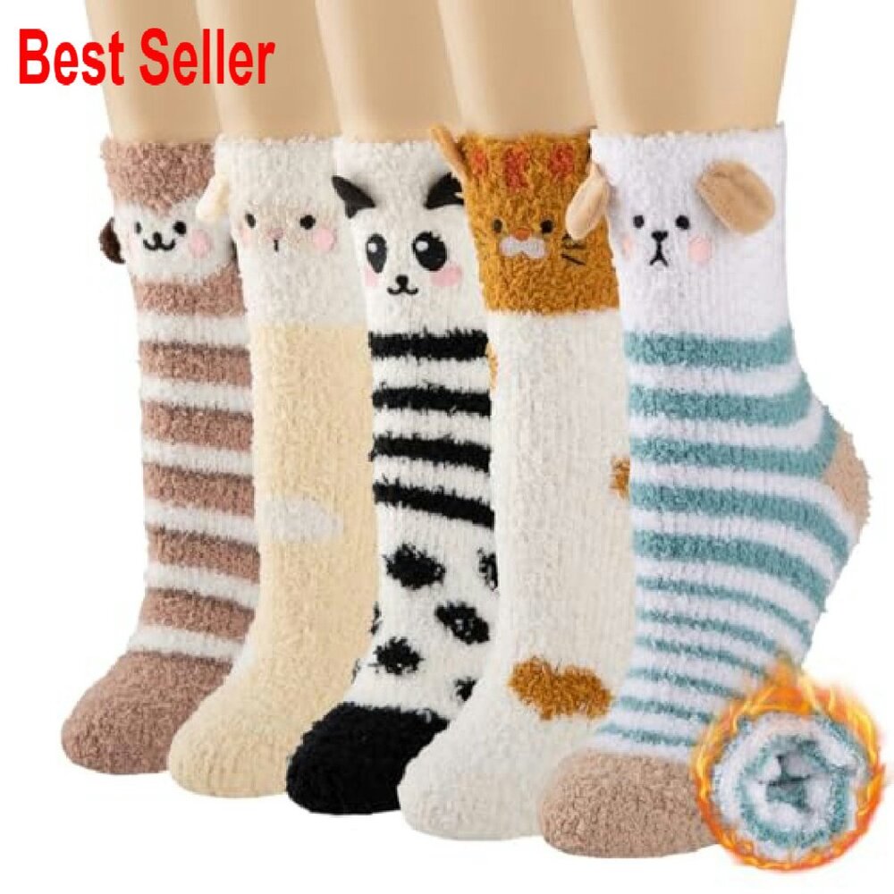 Cozy Winter Fuzzy Slipper Socks Soft Warm Fluffy Home Sleep Wear - Picture 2 of 8